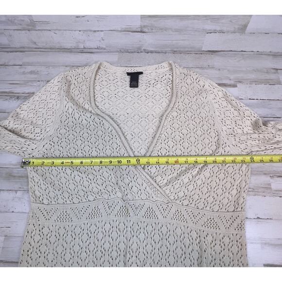 Lane Bryant Size 22/24 Beige Pullover Sweater Faux Wrap Open Textured Knit - Picture 6 of 7